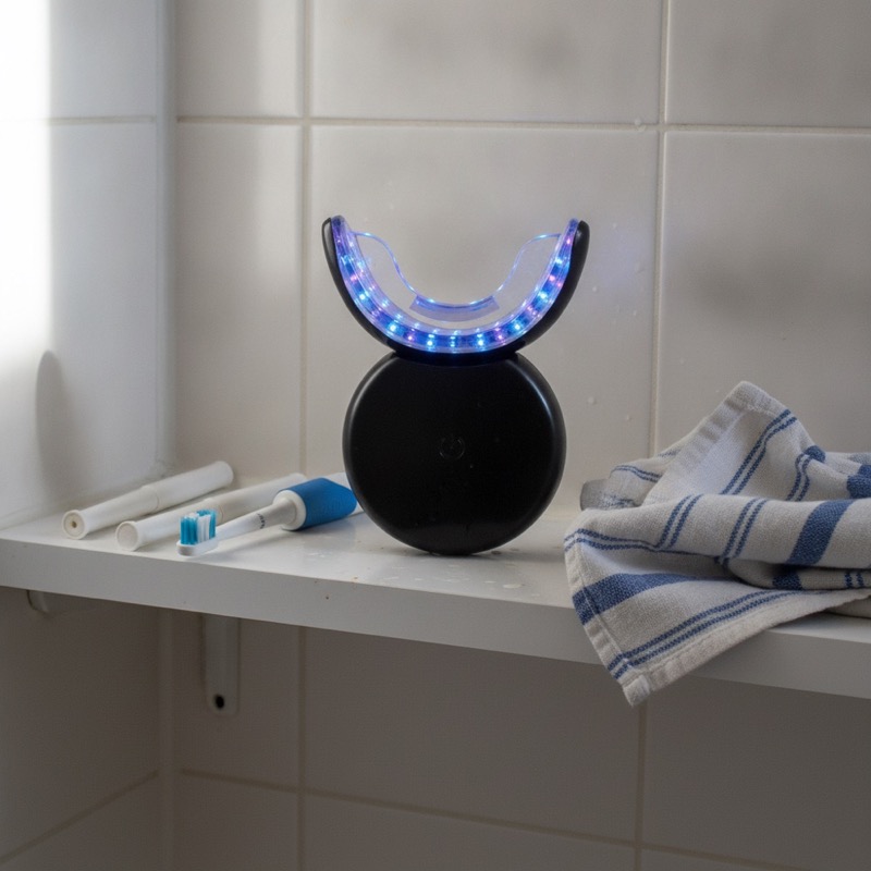 The kit on the bathroom shelf