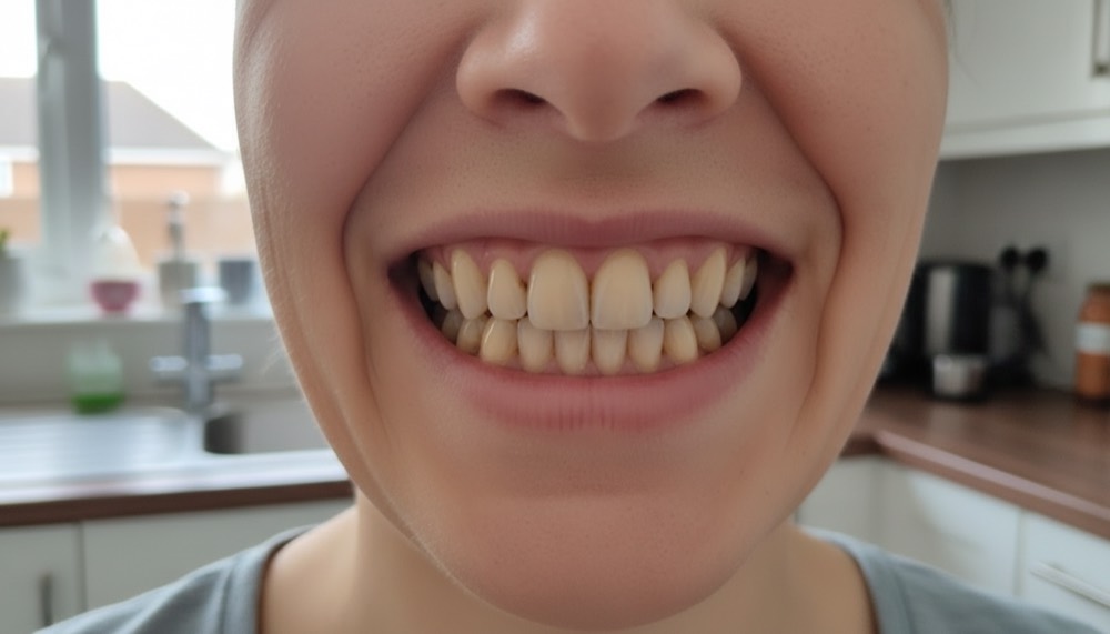 My teeth in daylight, by the kitchen window